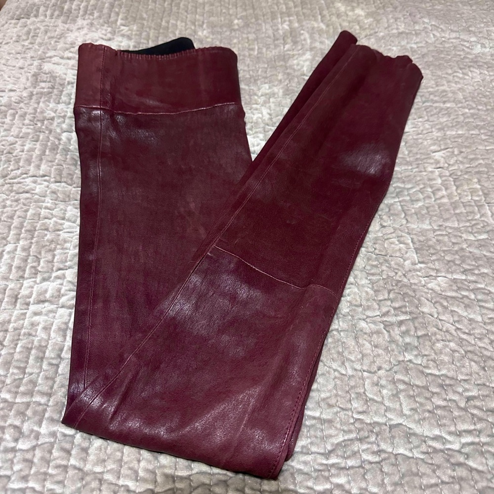 SPRWMN Los Angeles Burgundy 100% Leather Leggings – XS